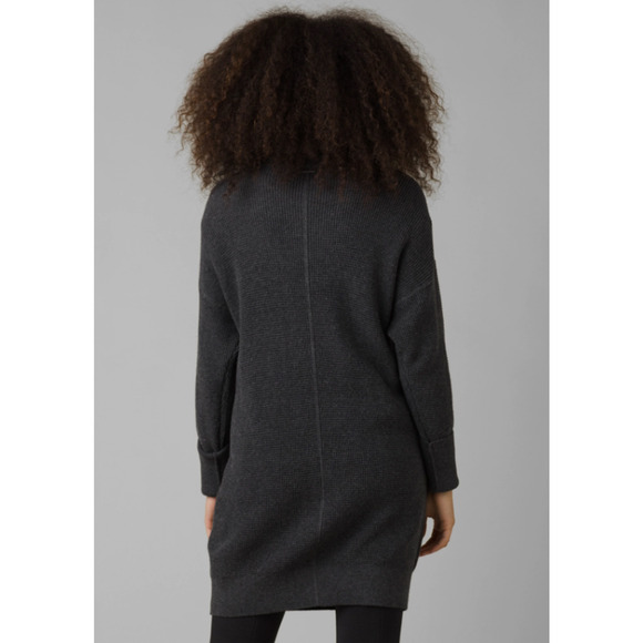 prAna Womens Milani Sweater Dress XS Charcoal Grey LS Waffle Knit Funnel NWT - Picture 4 of 12